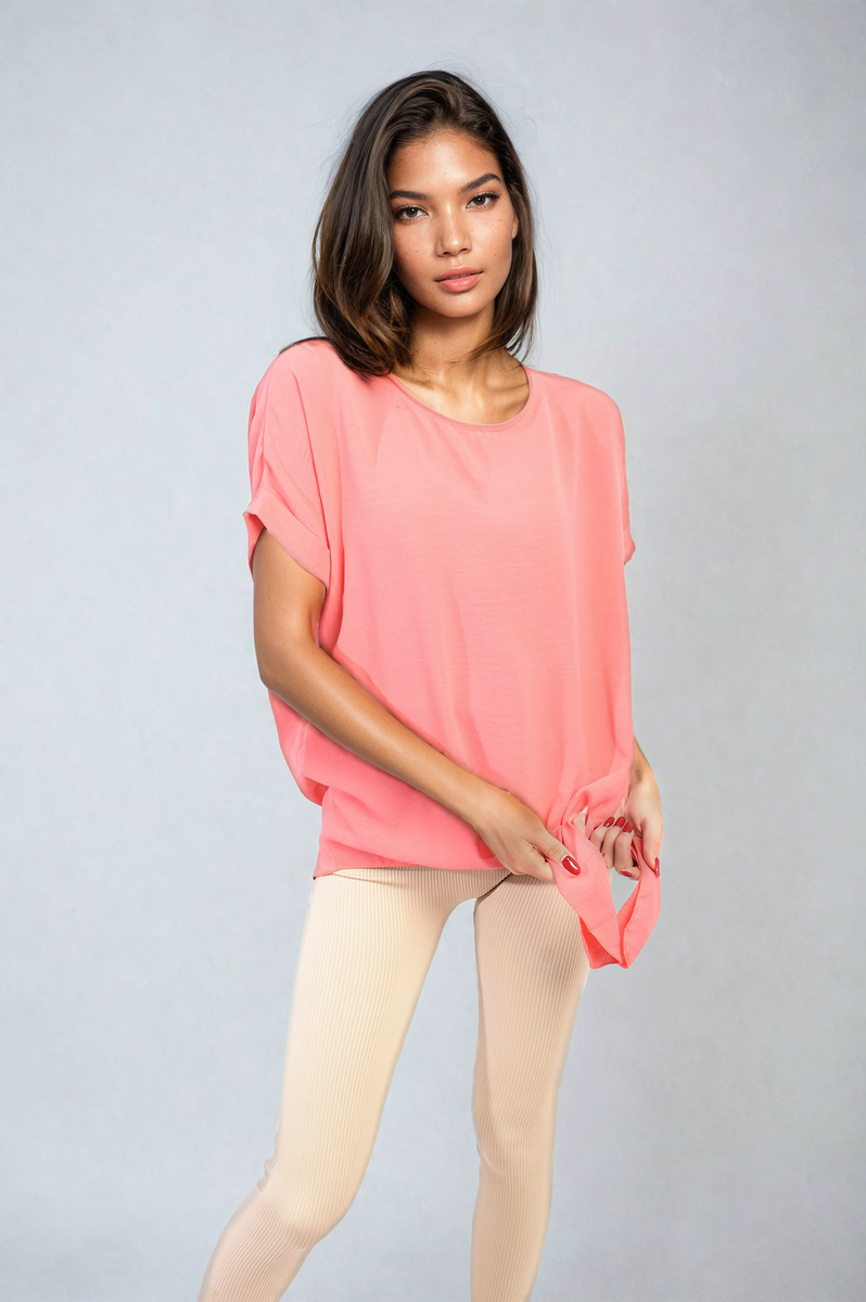 LUELLA Short Sleeve Tie Front Top