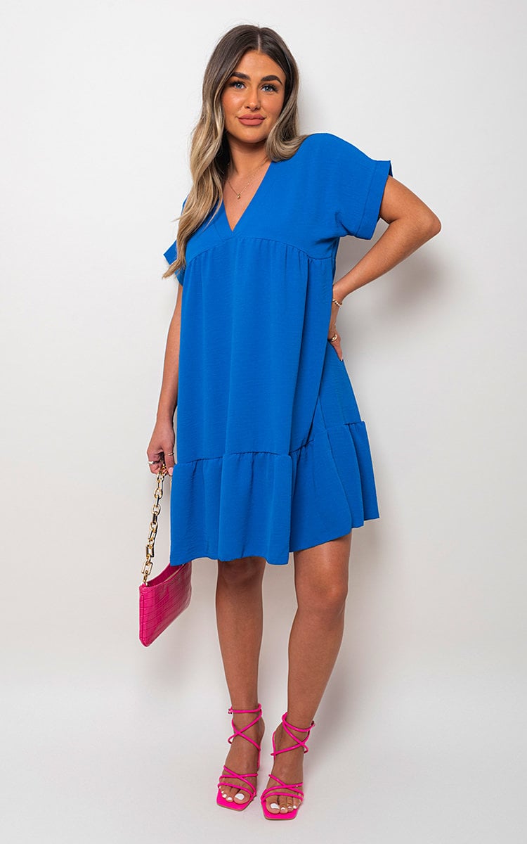 GABRIEAL V Neck Tiered Smock Dress