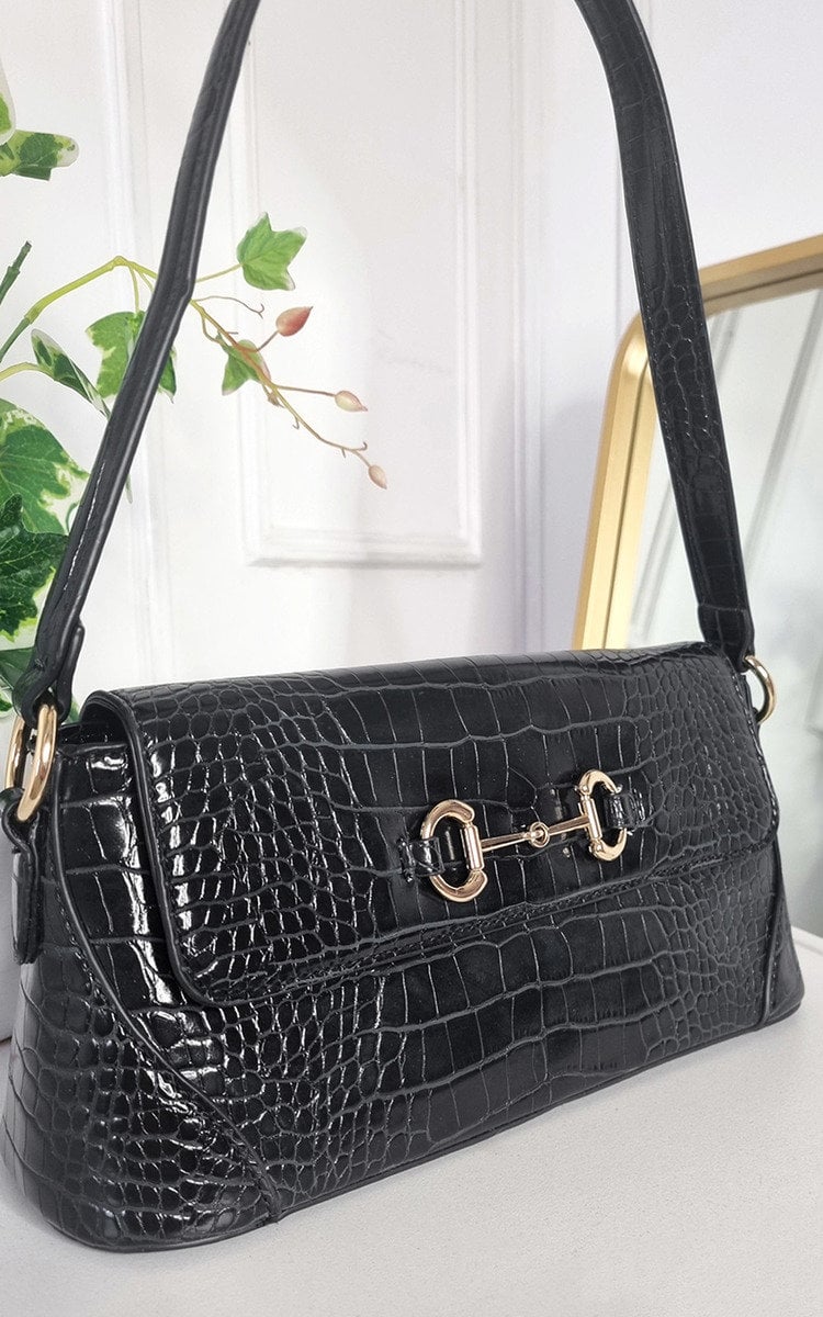 DARCY Faux Leather Croc Print Handbag