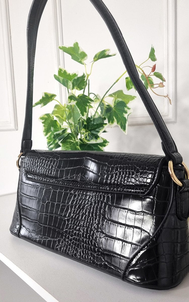 DARCY Faux Leather Croc Print Handbag