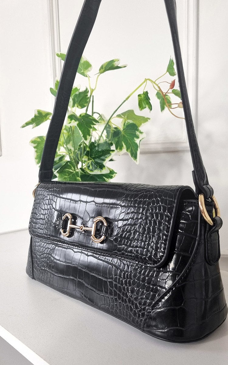 DARCY Faux Leather Croc Print Handbag