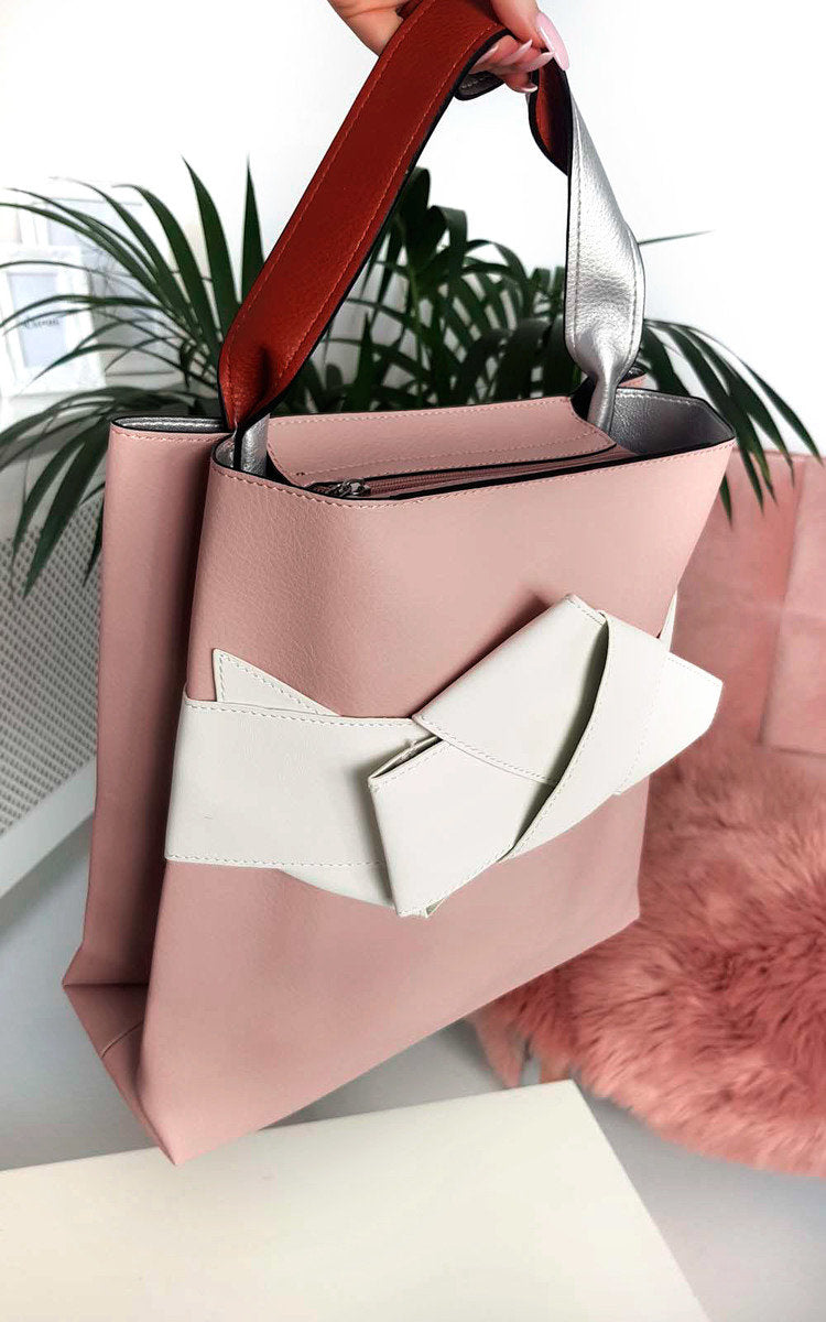 Colour Block Bow Tote Handbag