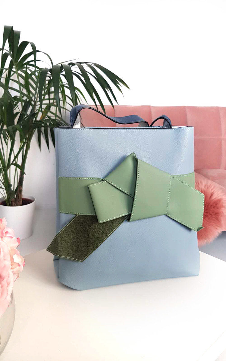 Colour Block Bow Tote Handbag