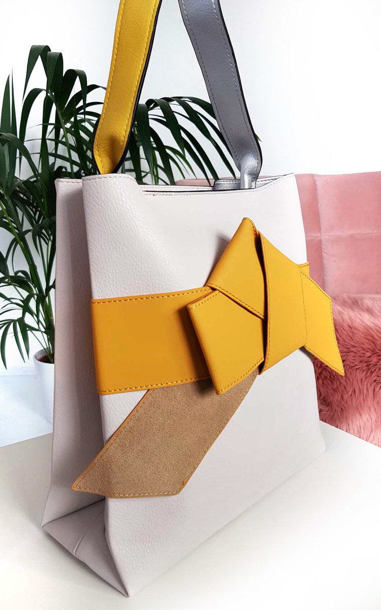 Colour Block Bow Tote Handbag