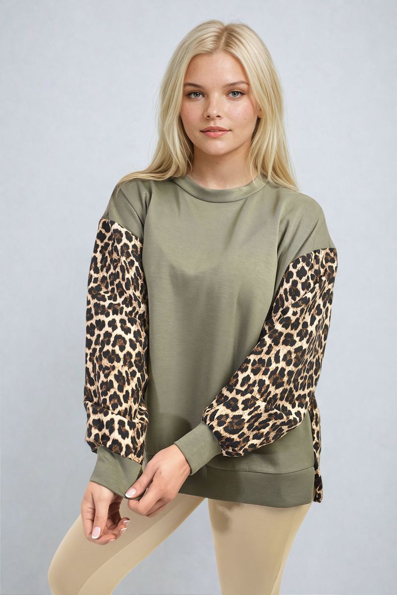 MARISSA Leopard Print Long Sleeve Knitted Jumper