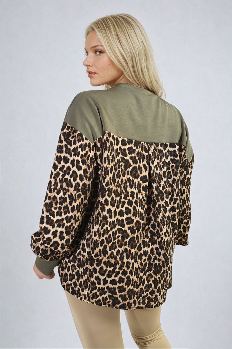 MARISSA Leopard Print Long Sleeve Knitted Jumper