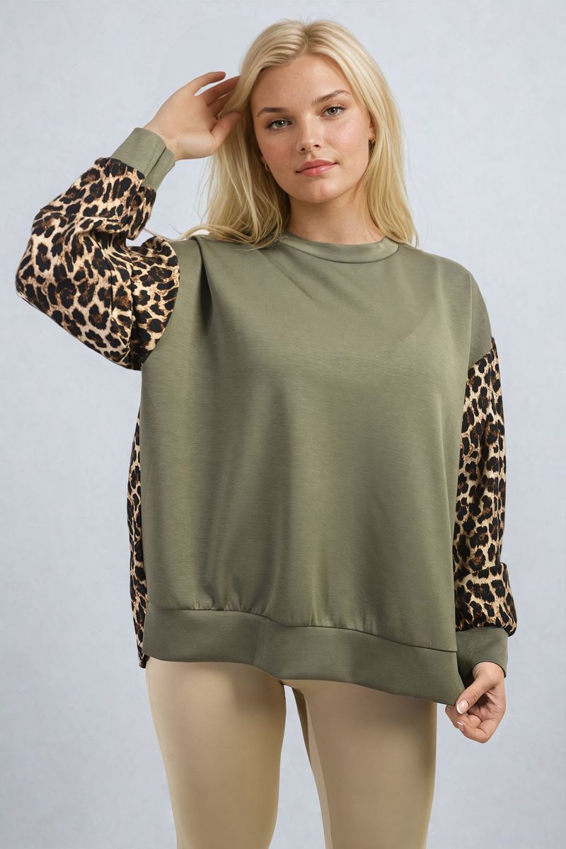 MARISSA Leopard Print Long Sleeve Knitted Jumper