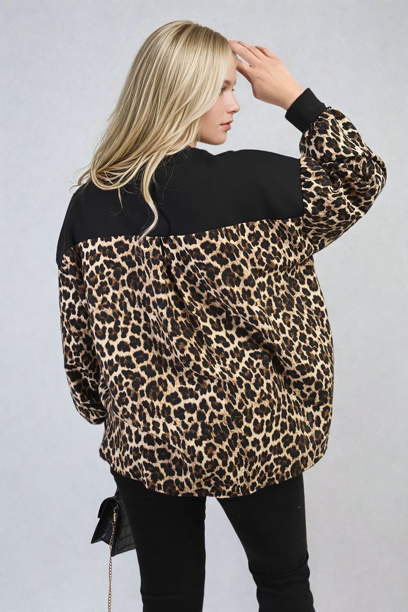 MARISSA Leopard Print Long Sleeve Knitted Jumper