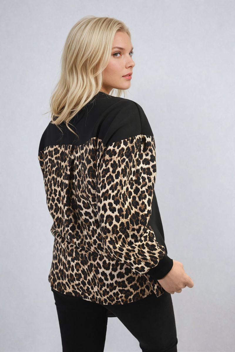 MARISSA Leopard Print Long Sleeve Knitted Jumper