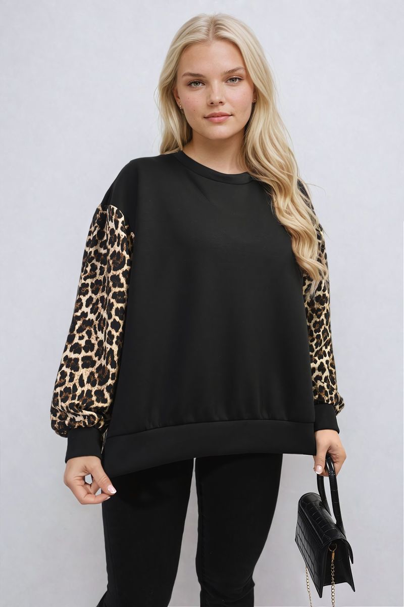 MARISSA Leopard Print Long Sleeve Knitted Jumper