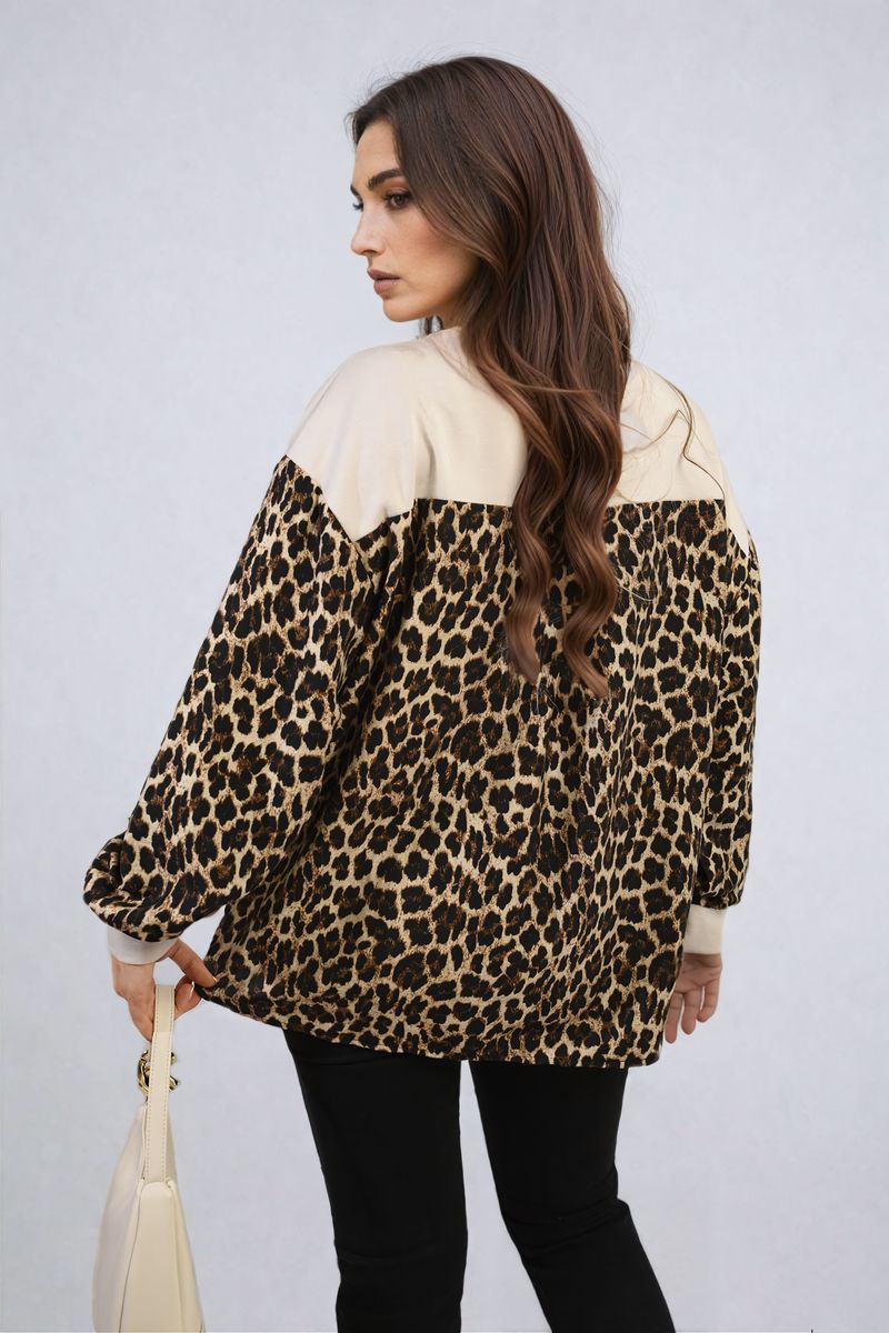 MARISSA Leopard Print Long Sleeve Knitted Jumper