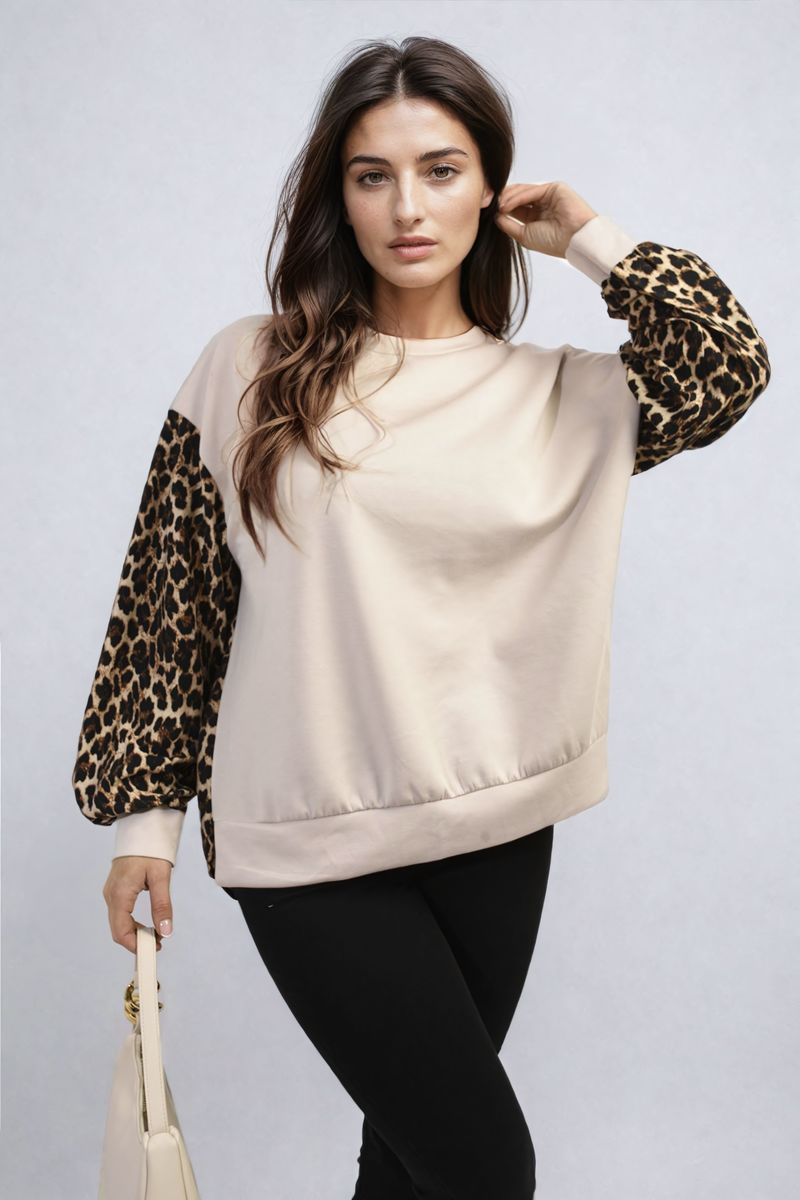 MARISSA Leopard Print Long Sleeve Knitted Jumper