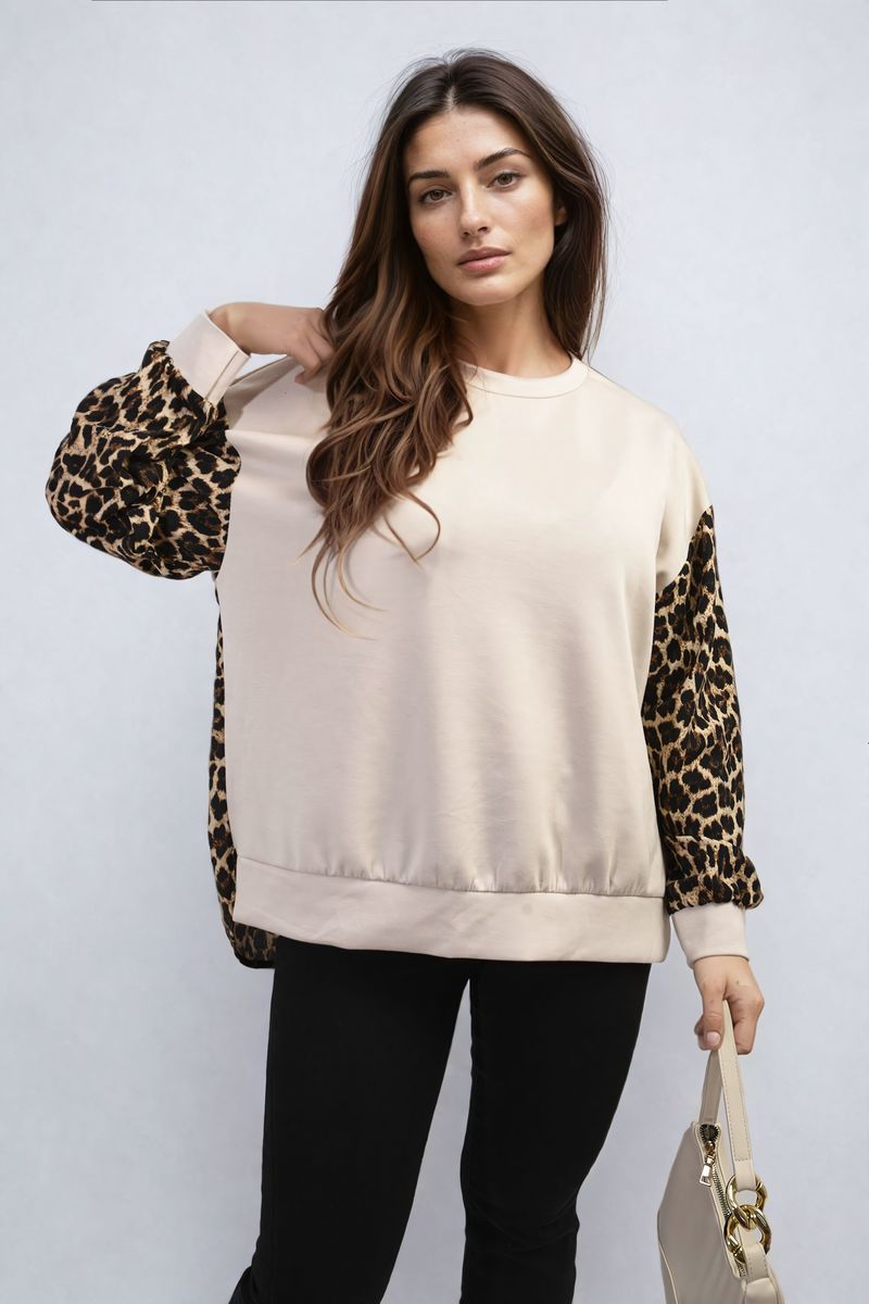 MARISSA Leopard Print Long Sleeve Knitted Jumper