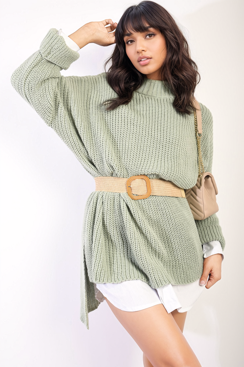 Oversized High Neck Knitted Jumper