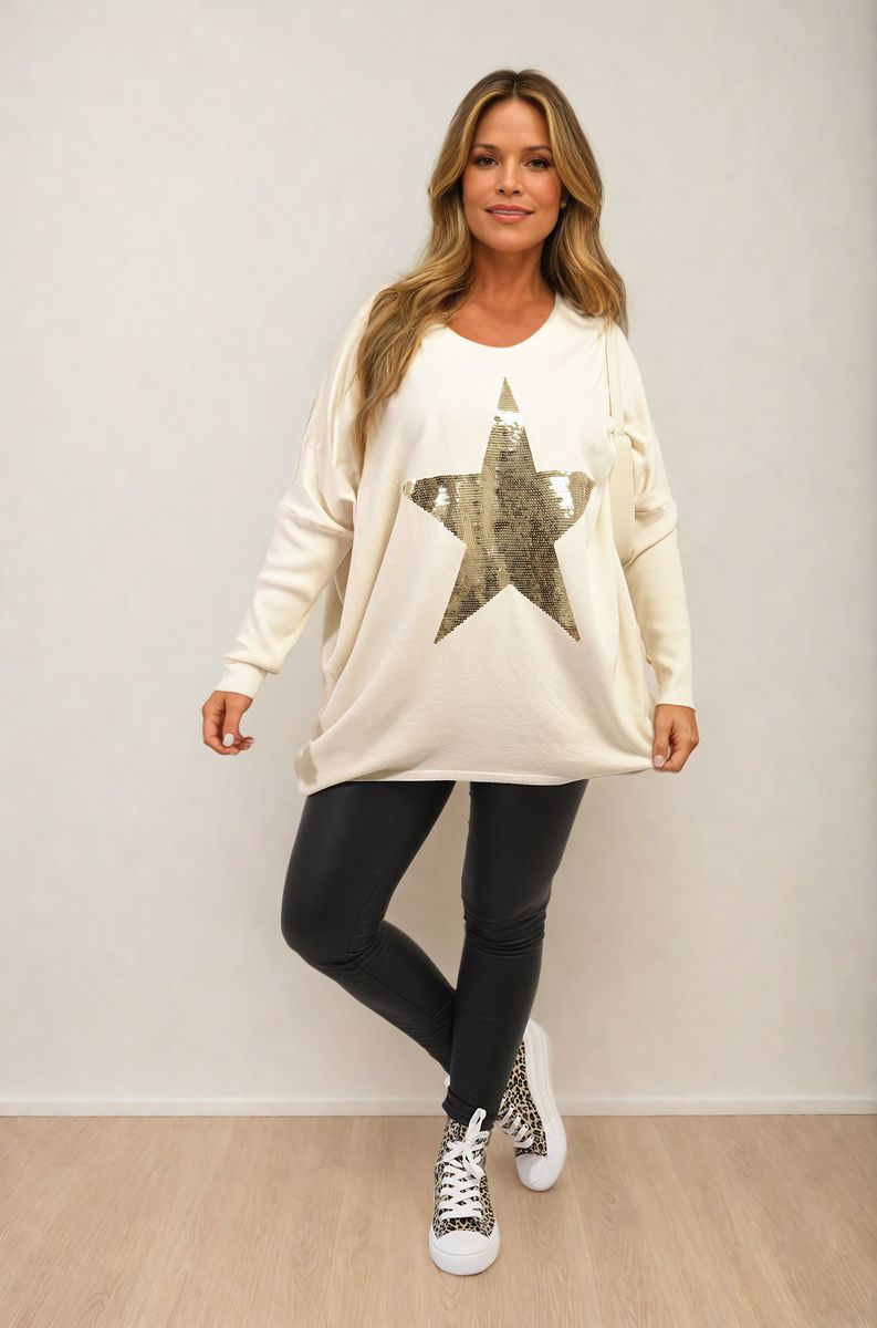 MELISSA Sequin Star Oversized Knitted Jumper