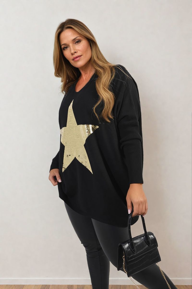 MELISSA Sequin Star Oversized Knitted Jumper