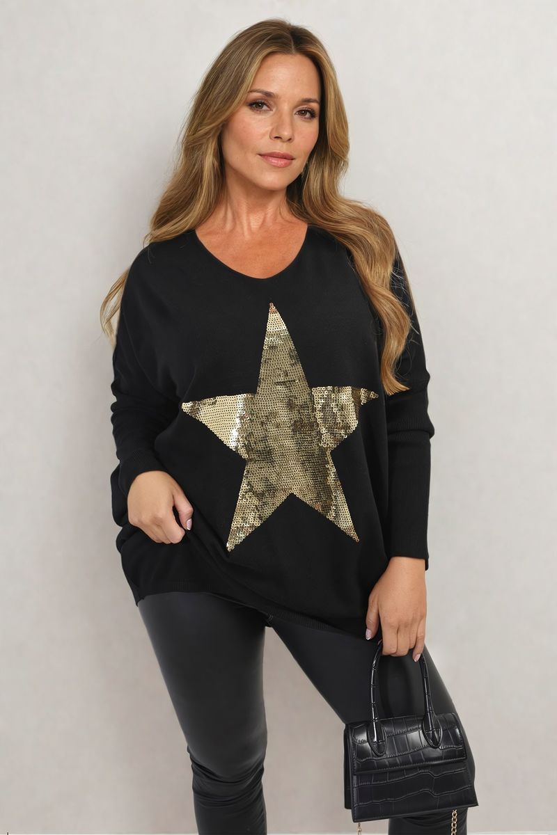 MELISSA Sequin Star Oversized Knitted Jumper