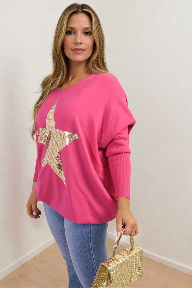 MELISSA Sequin Star Oversized Knitted Jumper