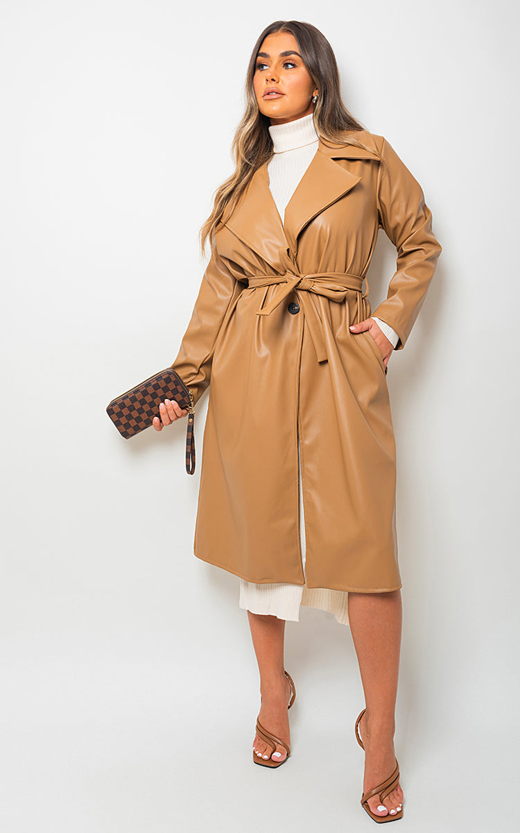 MEREDITH Longline Belted Trench Coat