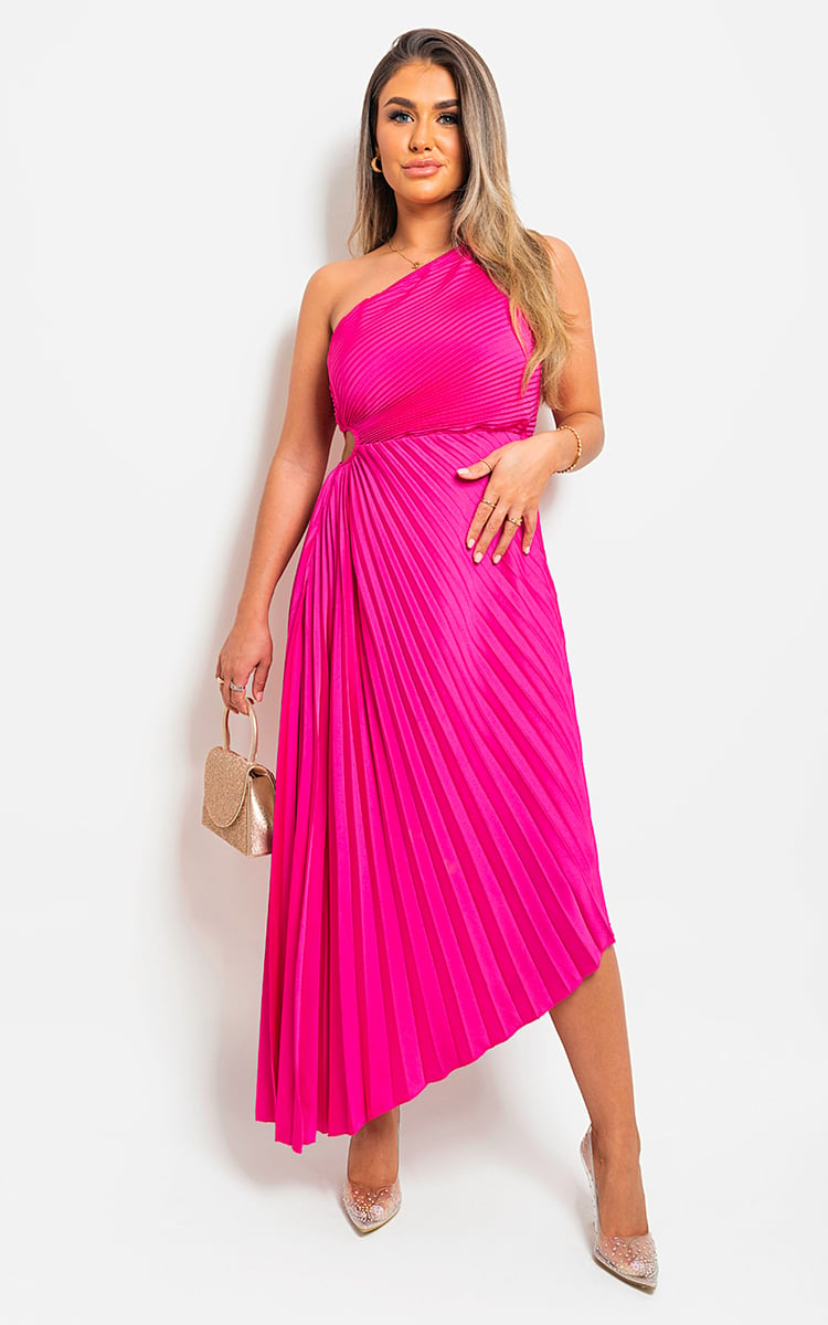 MIA One Shoulder Cut Out Pleated Party Dress