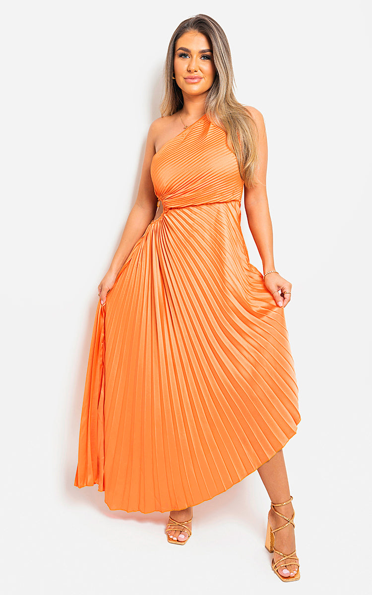 MIA One Shoulder Cut Out Pleated Party Dress