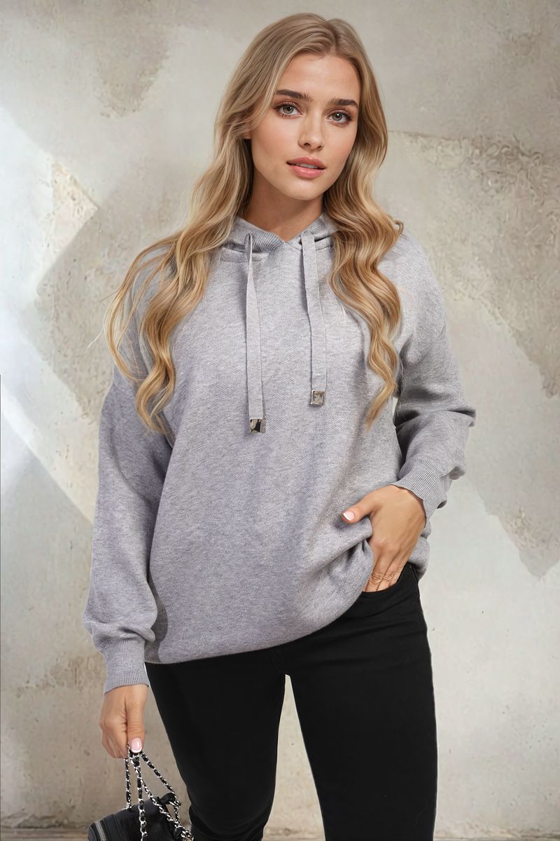 MIKAYLA Back Heart Print Knitted Hoodie