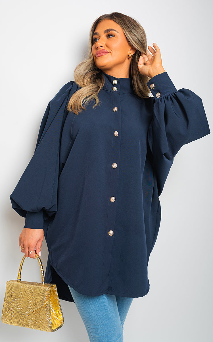 CALINA Oversized High Neck Shirt