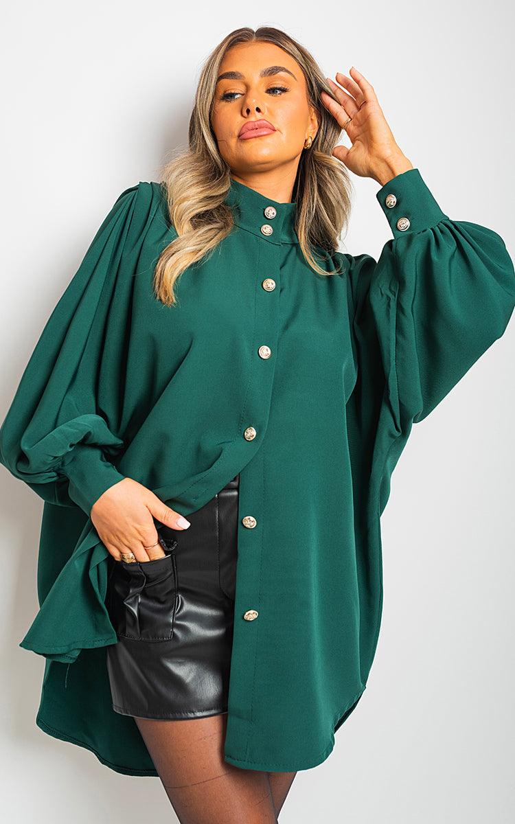 CALINA Oversized High Neck Shirt