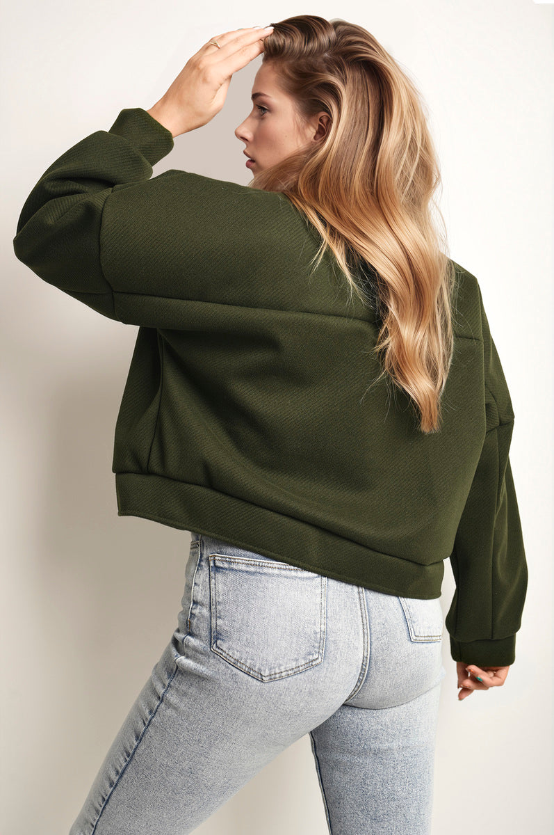 NADIA Flap Pocket Long Sleeve Crop Jacket