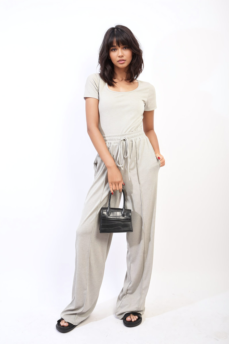 NAOMI Short Sleeve BodySuit and High Waist Drawstring Trouser Co-ord Set