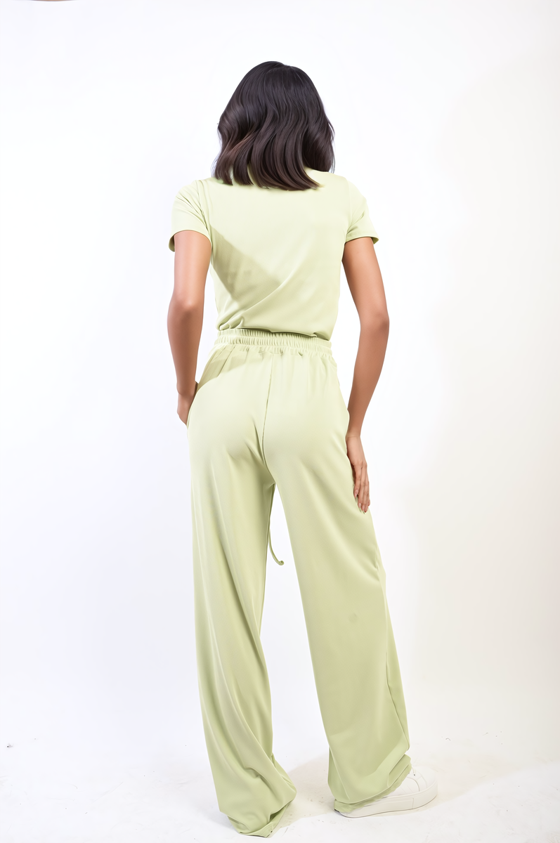 NAOMI Short Sleeve BodySuit and High Waist Drawstring Trouser Co-ord Set