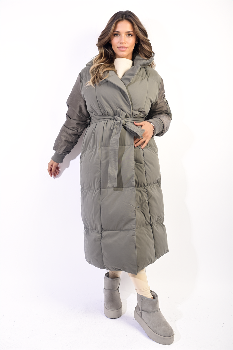 NATASHA Long Belted Puffer Coat