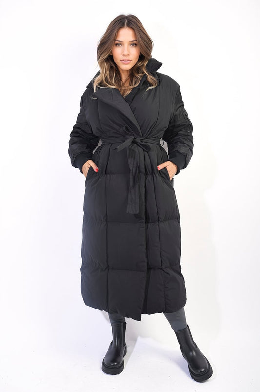 NATASHA Long Belted Puffer Coat