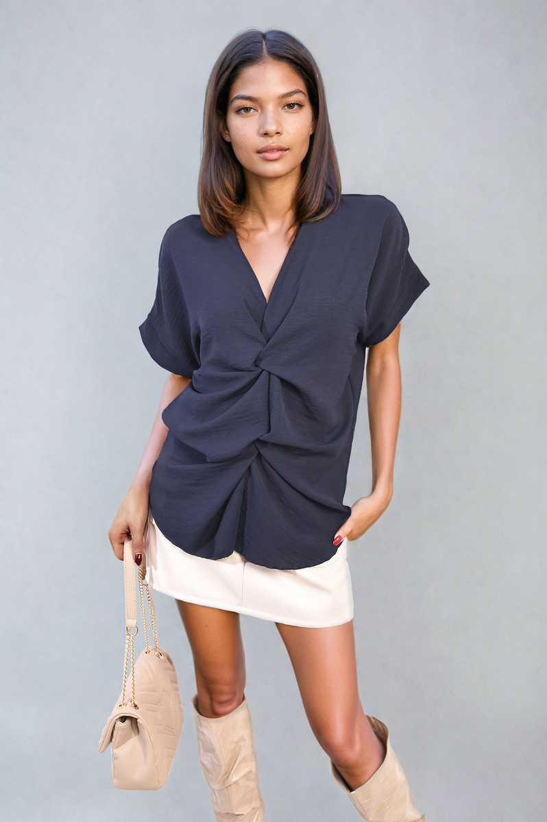 NELLIE V-Neck Twist Front Top