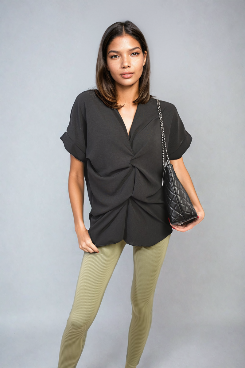 NELLIE V-Neck Twist Front Top