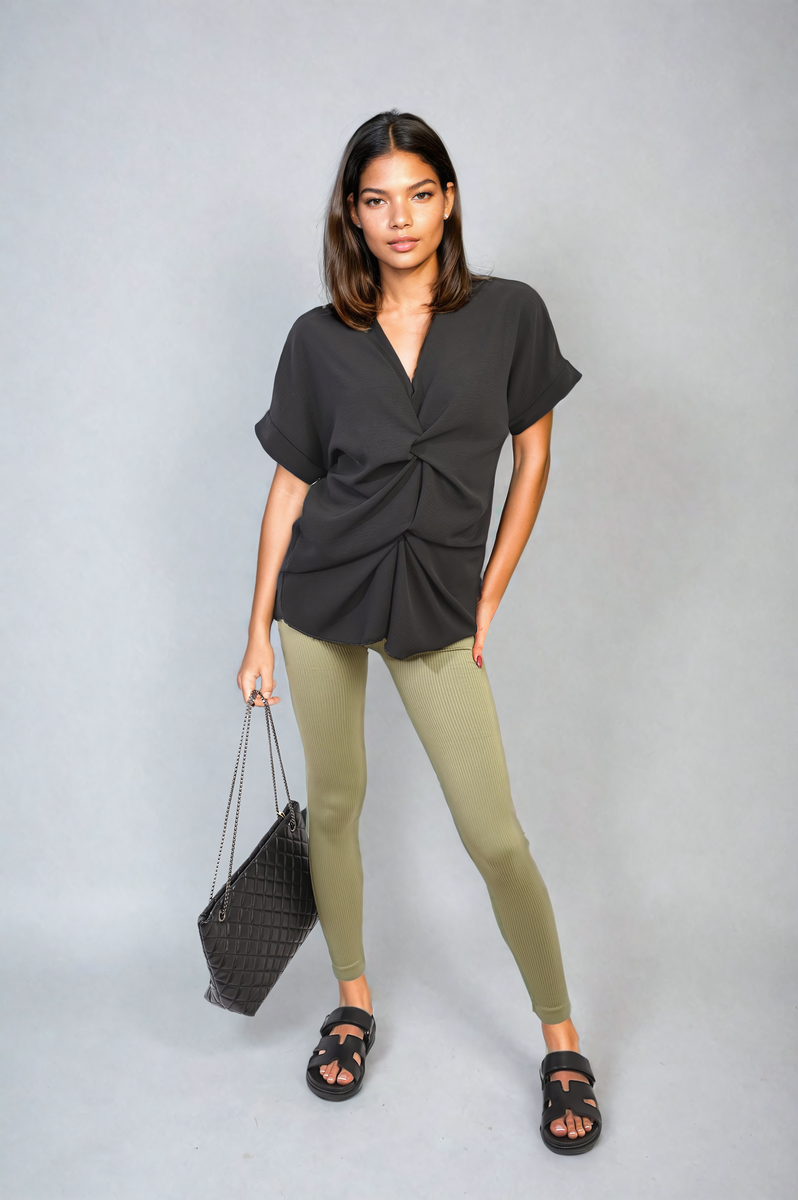 NELLIE V-Neck Twist Front Top