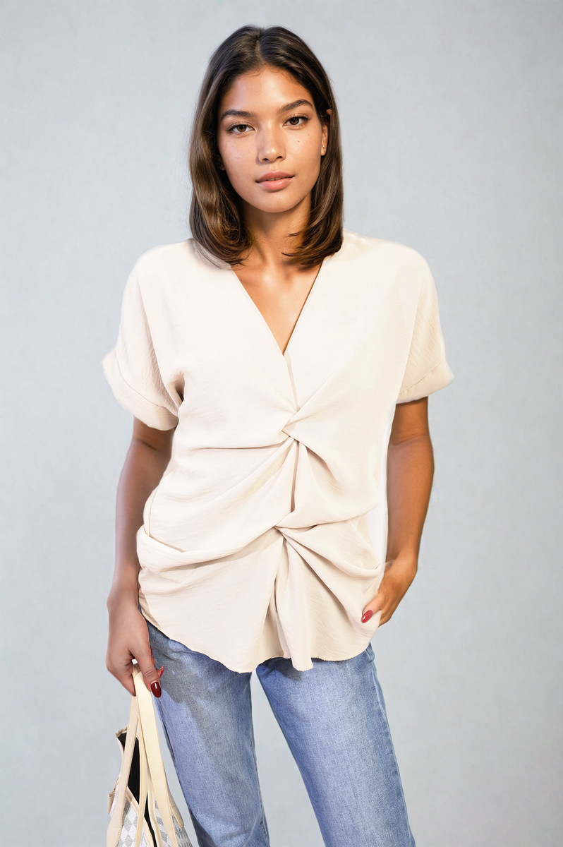 NELLIE V-Neck Twist Front Top