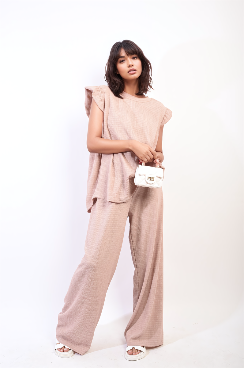 NOVA Ruffle Trim Top and Wide Leg Trouser Co-ord Set