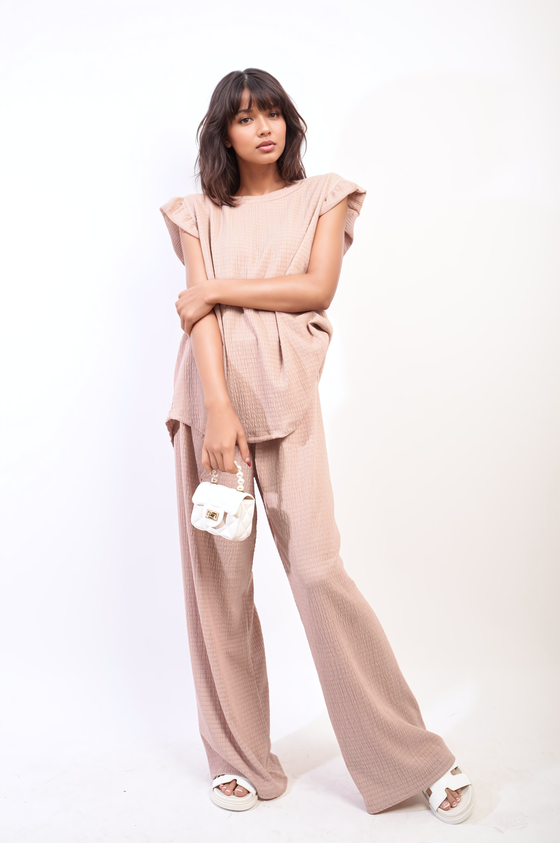 NOVA Ruffle Trim Top and Wide Leg Trouser Co-ord Set