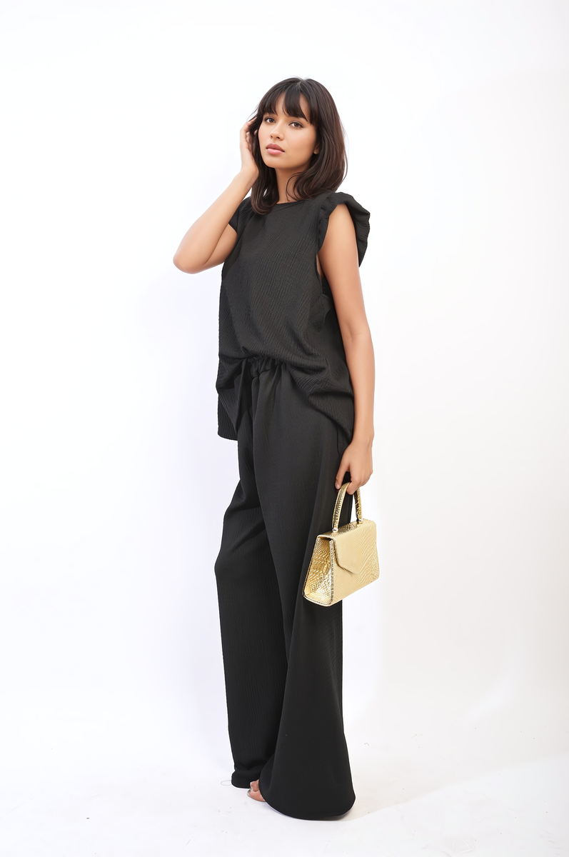 NOVA Ruffle Trim Top and Wide Leg Trouser Co-ord Set