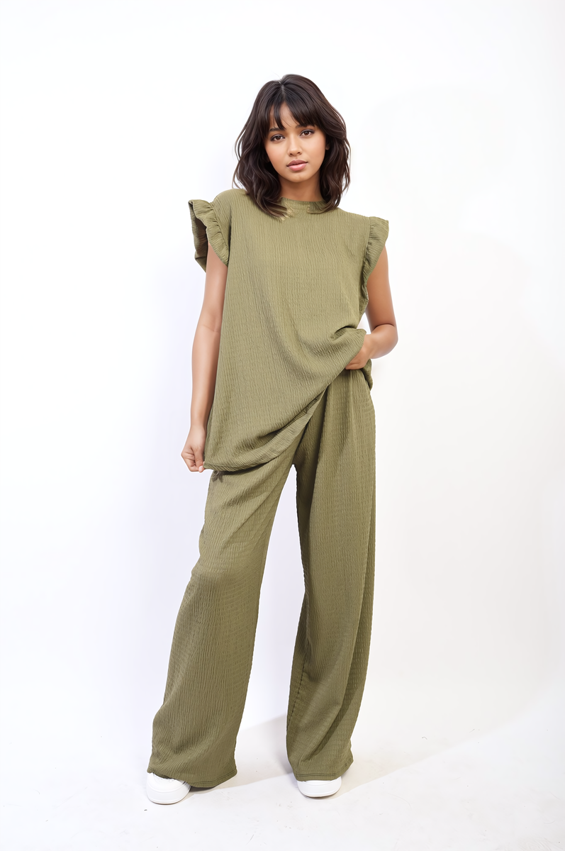 NOVA Ruffle Trim Top and Wide Leg Trouser Co-ord Set