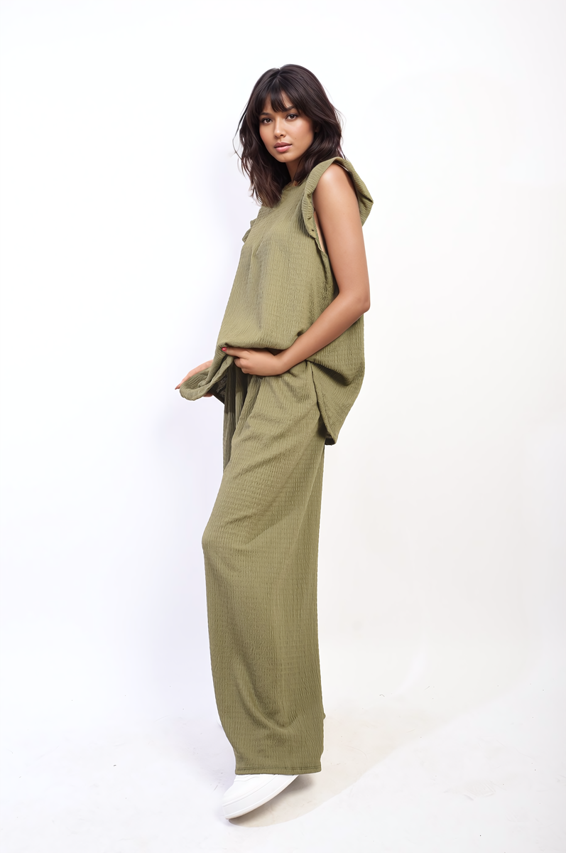 NOVA Ruffle Trim Top and Wide Leg Trouser Co-ord Set