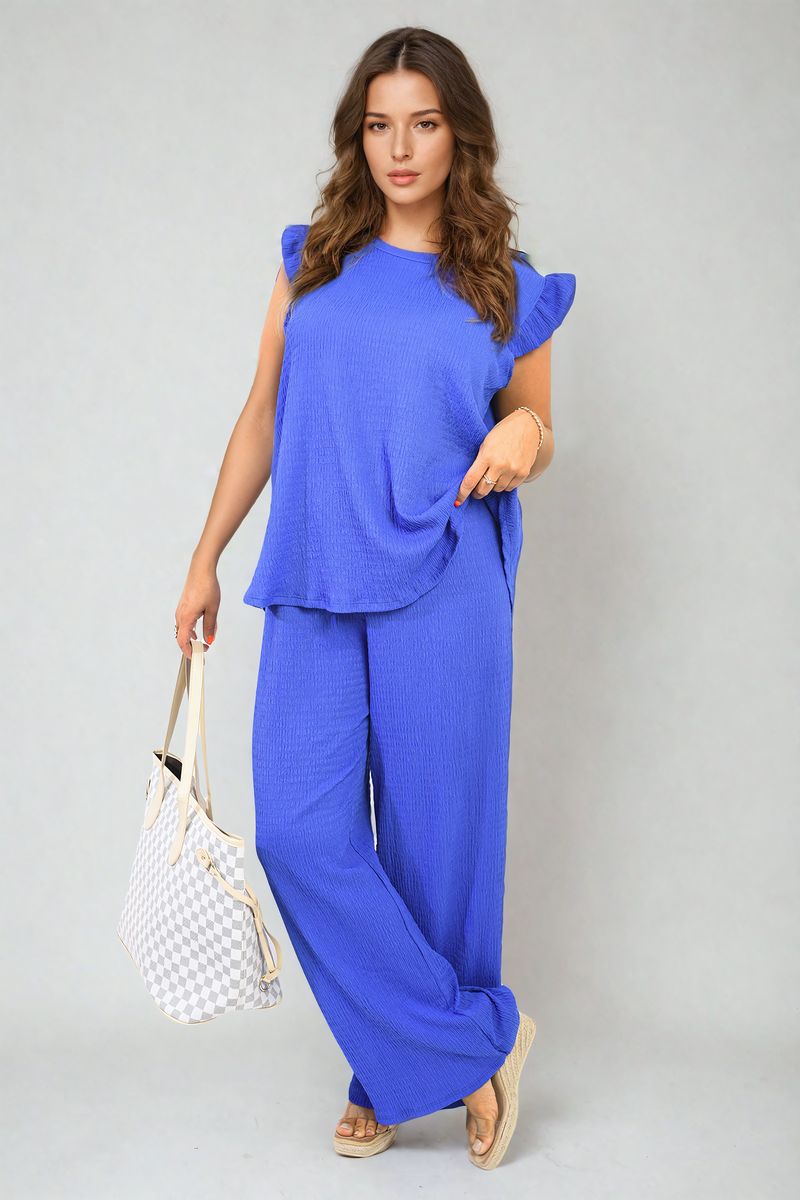 NOVA Ruffle Trim Top and Wide Leg Trouser Co-ord Set