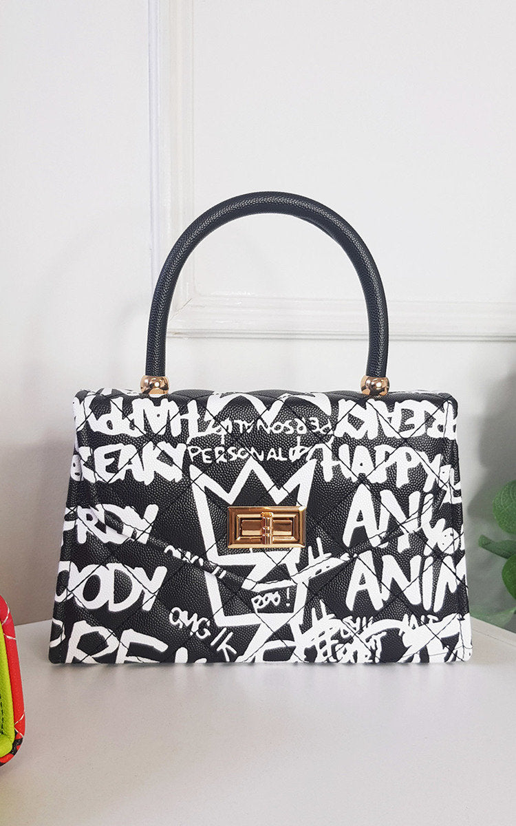 PHOBE Graffiti Print Handbag