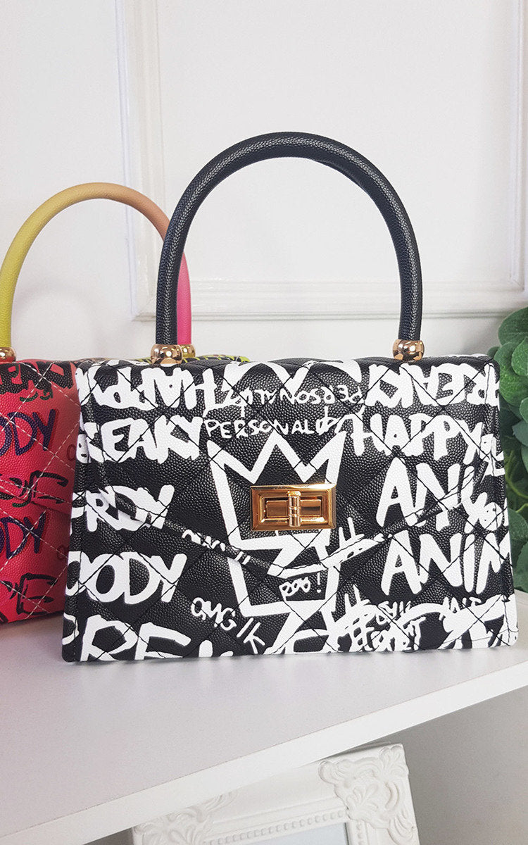 PHOBE Graffiti Print Handbag