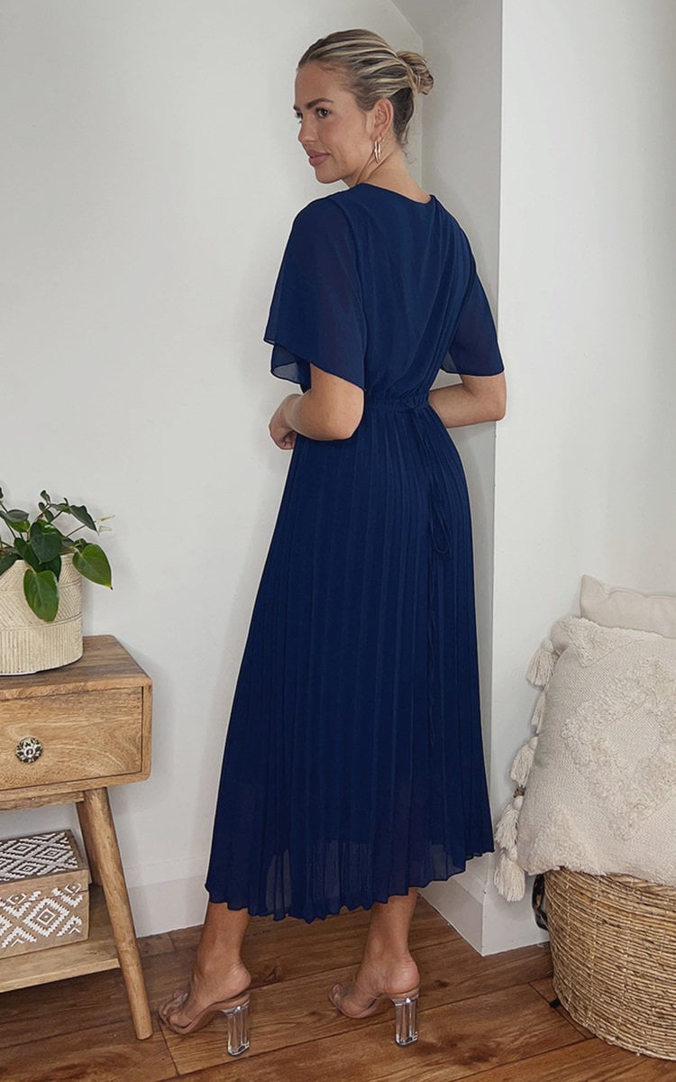 RACHEL Pleated Wrap Front  Maxi Dress