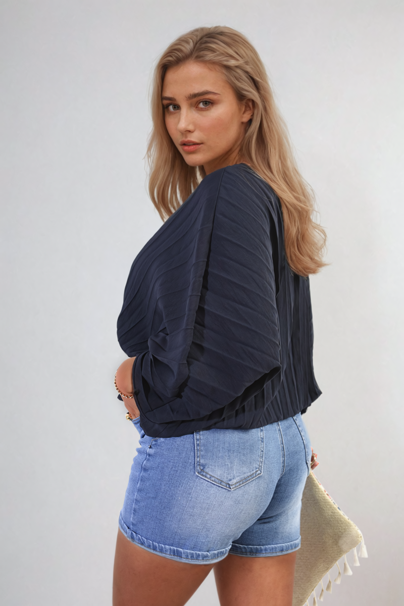 ROWENA Batwing Oversized Pleated Top