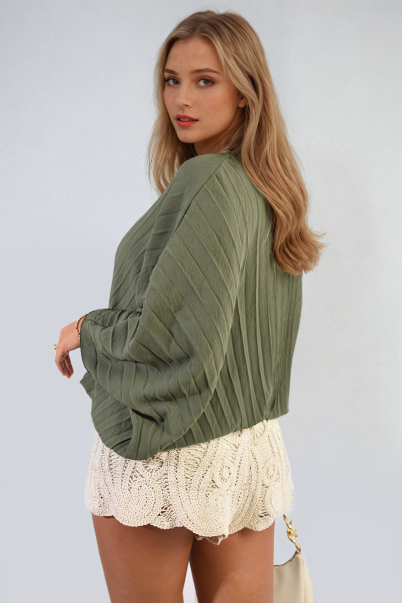 ROWENA Batwing Oversized Pleated Top