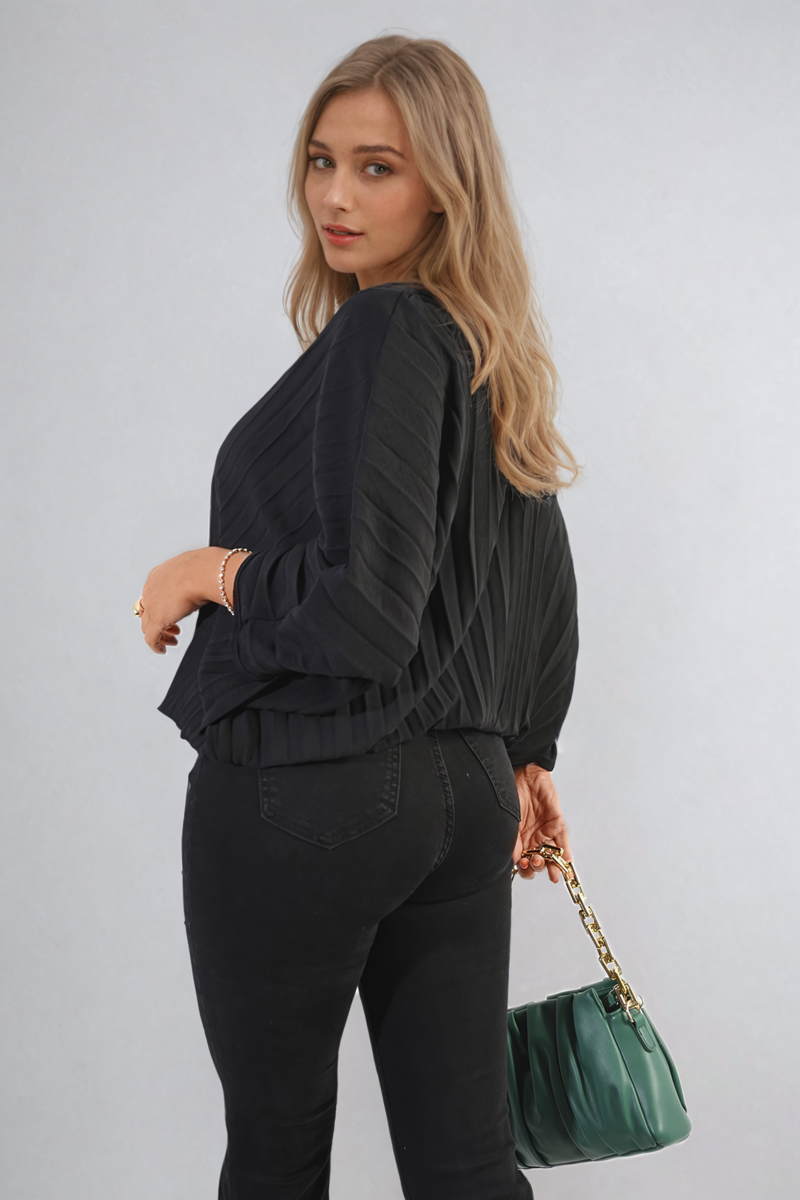 ROWENA Batwing Oversized Pleated Top