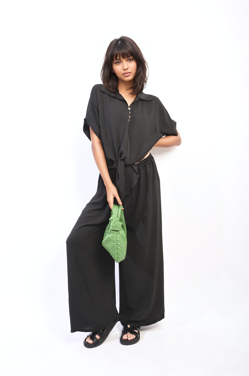 RUBY Tie Front Top and Wide Leg Pants Co-ord Set